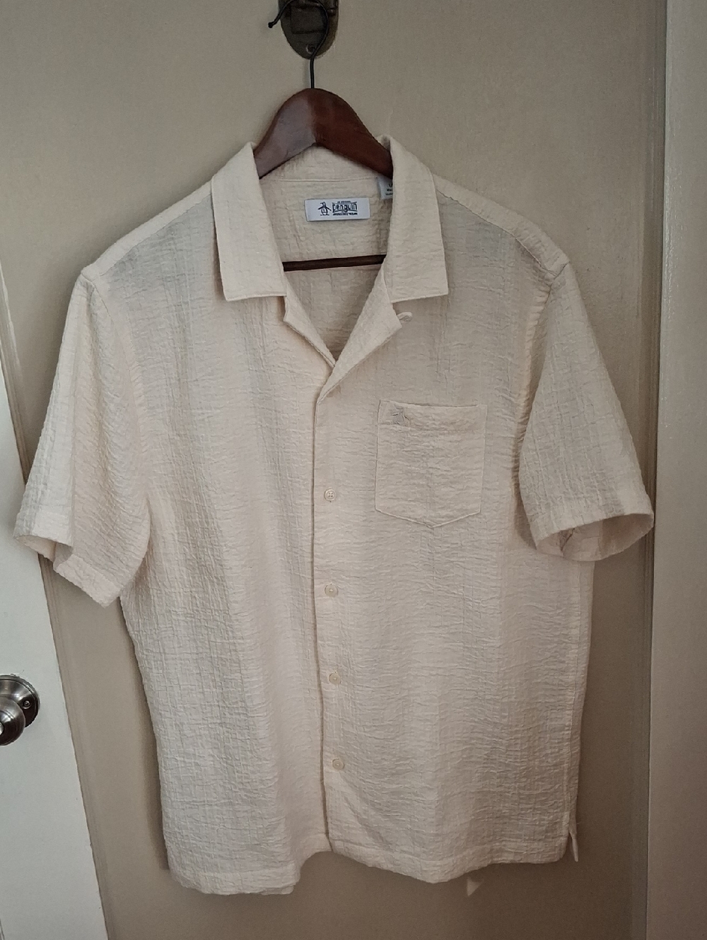 Original Penguin Men's Short-Sleeve Casual Camp Shirt in Cream_1